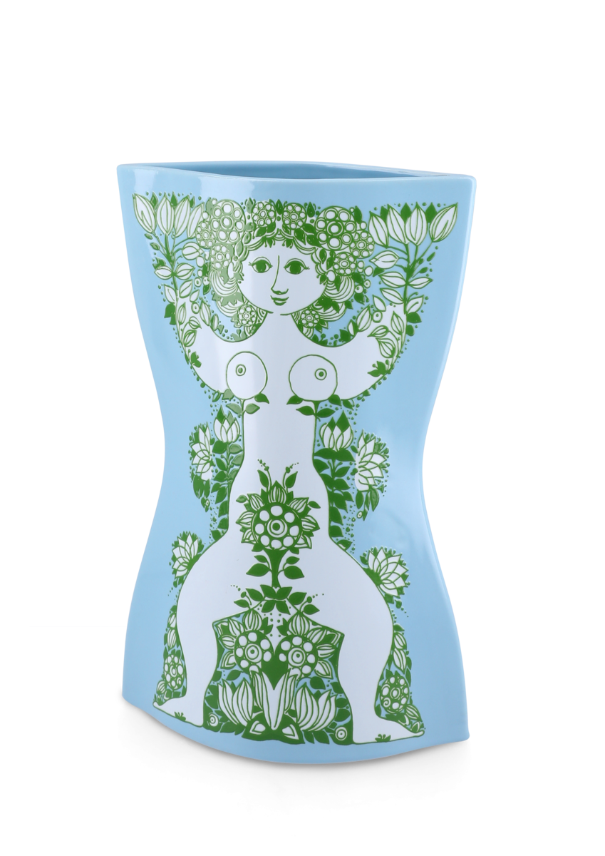 Nina vase, H28,5 cm - lyseblå/grøn